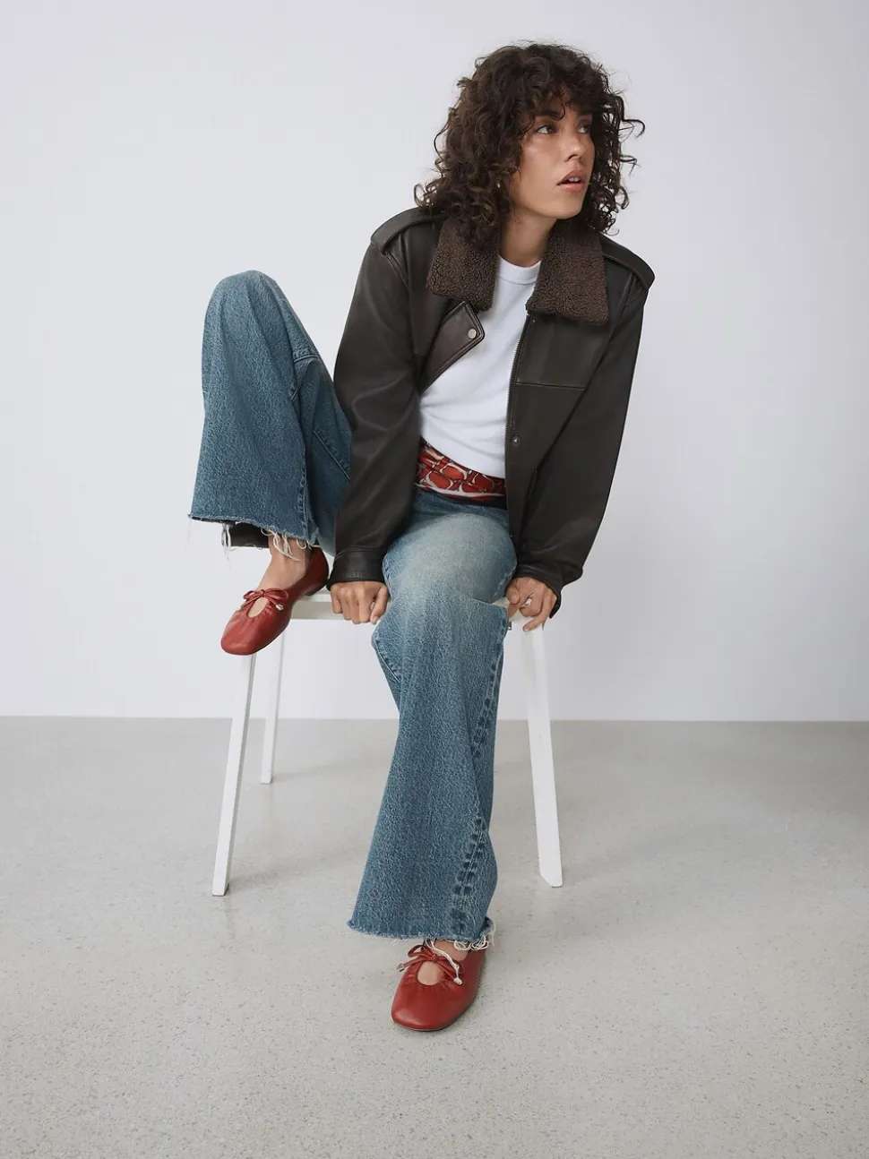 Red Forever Comfort® Tie Up Round Toe Ballet Flats