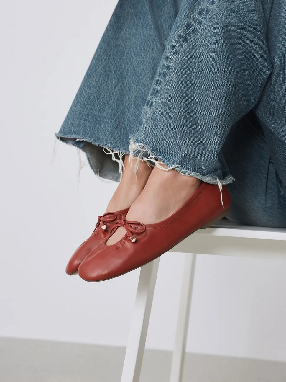Red Forever Comfort® Tie Up Round Toe Ballet Flats