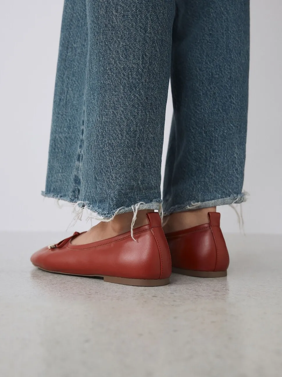 Red Forever Comfort® Tie Up Round Toe Ballet Flats