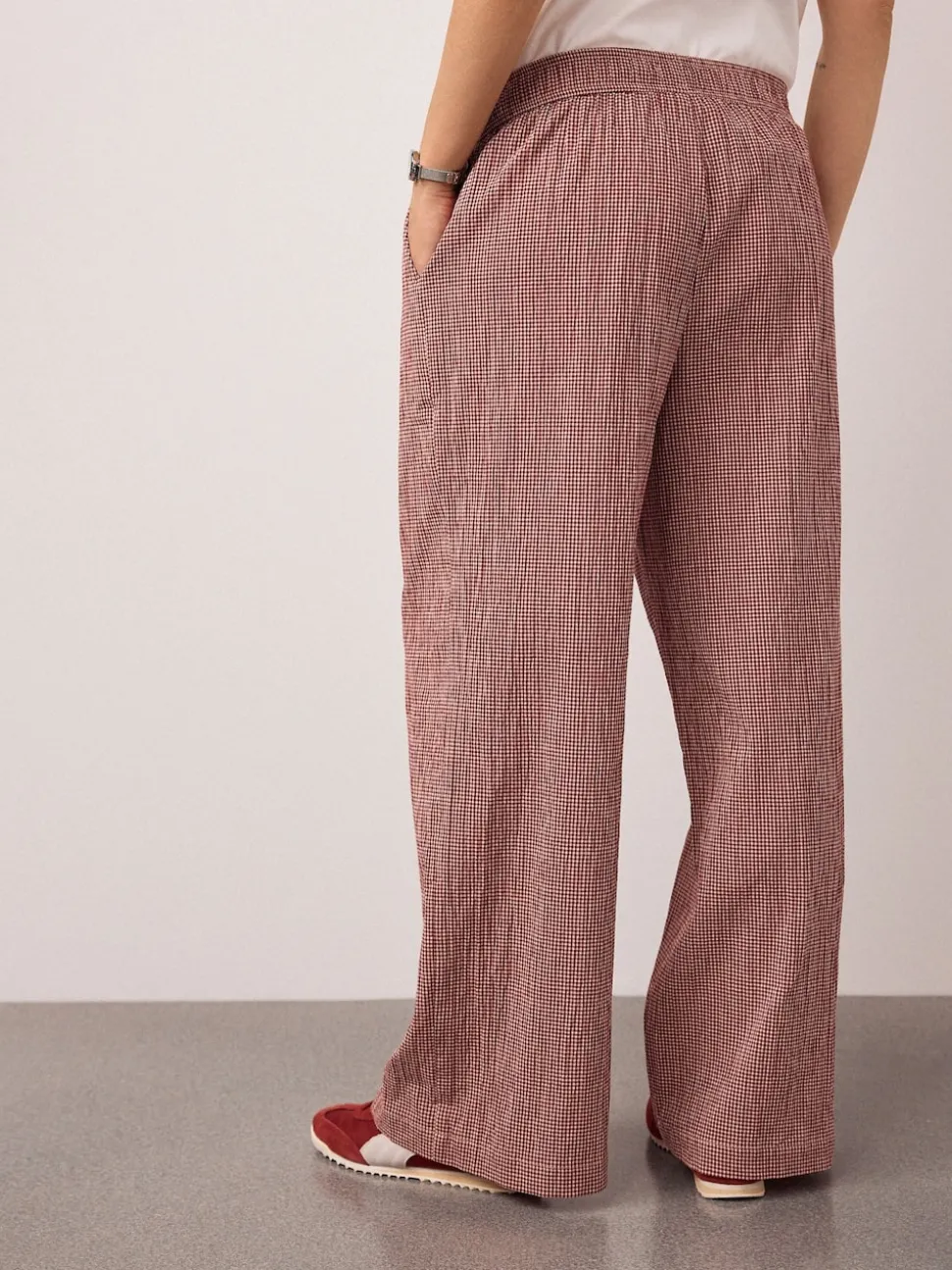 Red Gingham Maternity Wide Leg Trousers
