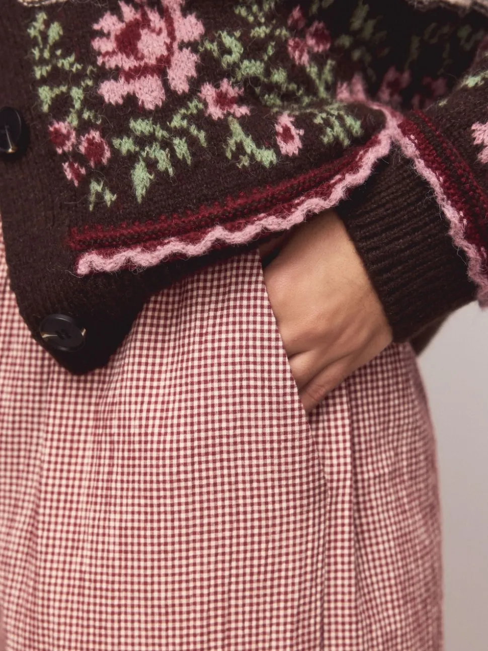 Red Gingham Wide Leg Trousers