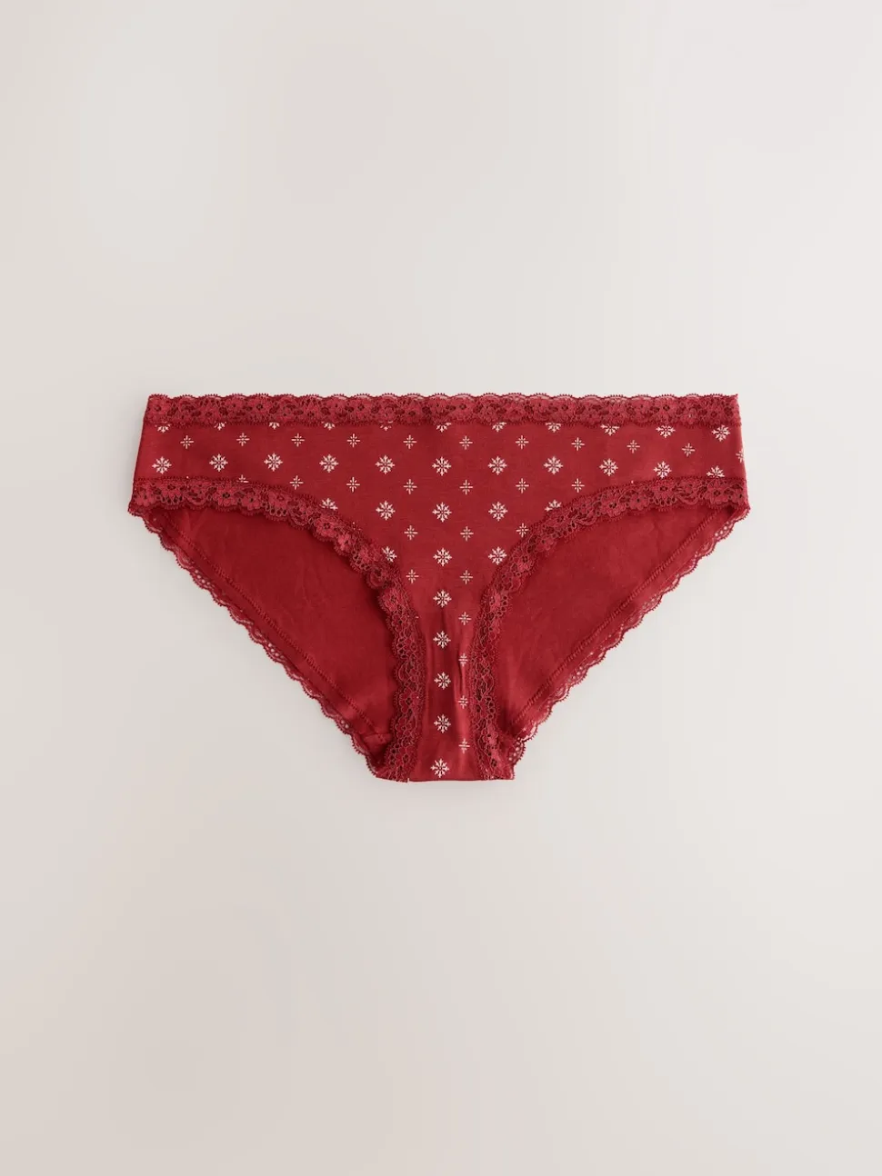 Red Heart/Green Check Bikini Cotton Lace Knickers 4 Pack