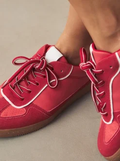 Red Lace-Up Trainers