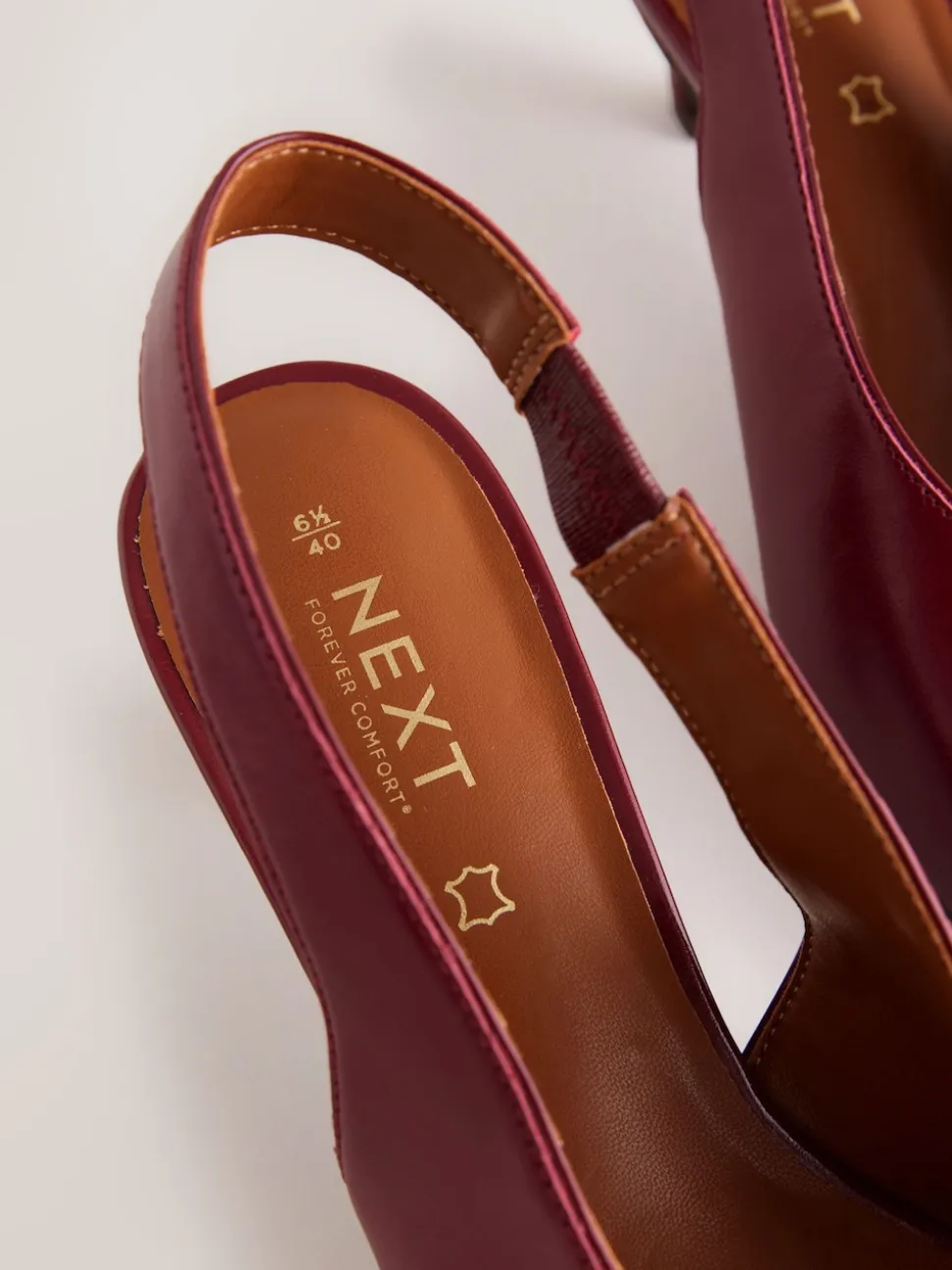 Red Leather Pointed Toe Slingback Heels