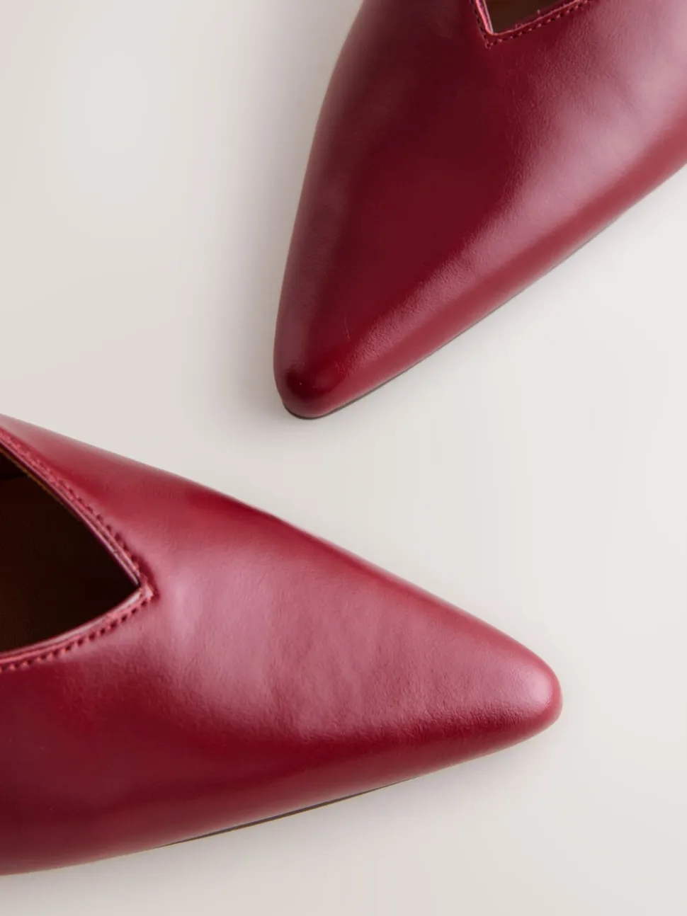 Red Leather Pointed Toe Slingback Heels