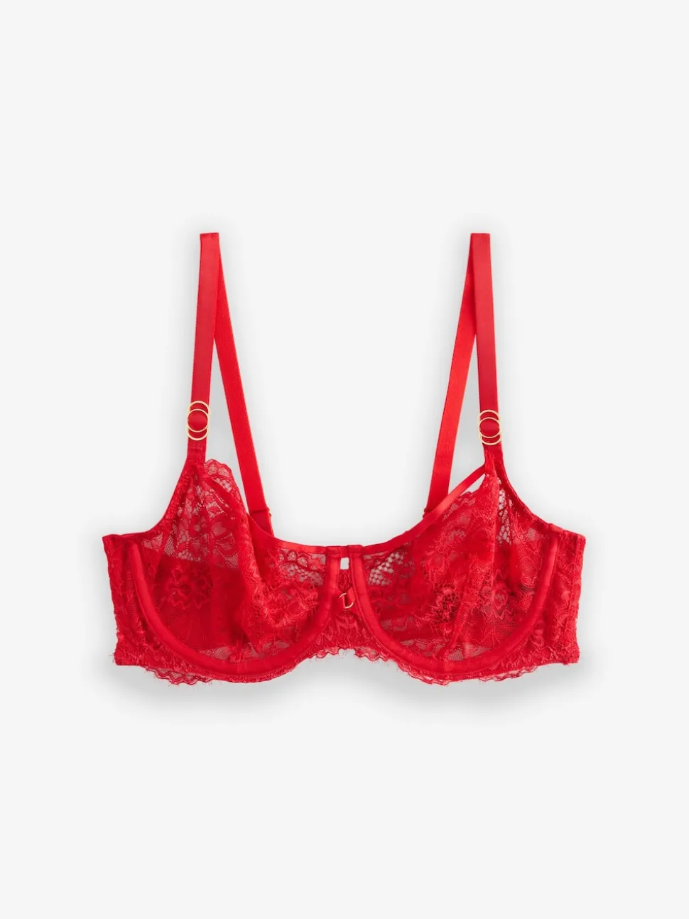 Red Non Pad Balcony A-E Lace Bra
