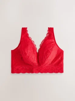 Red Non Pad Non Wire Total Support Lace Bra