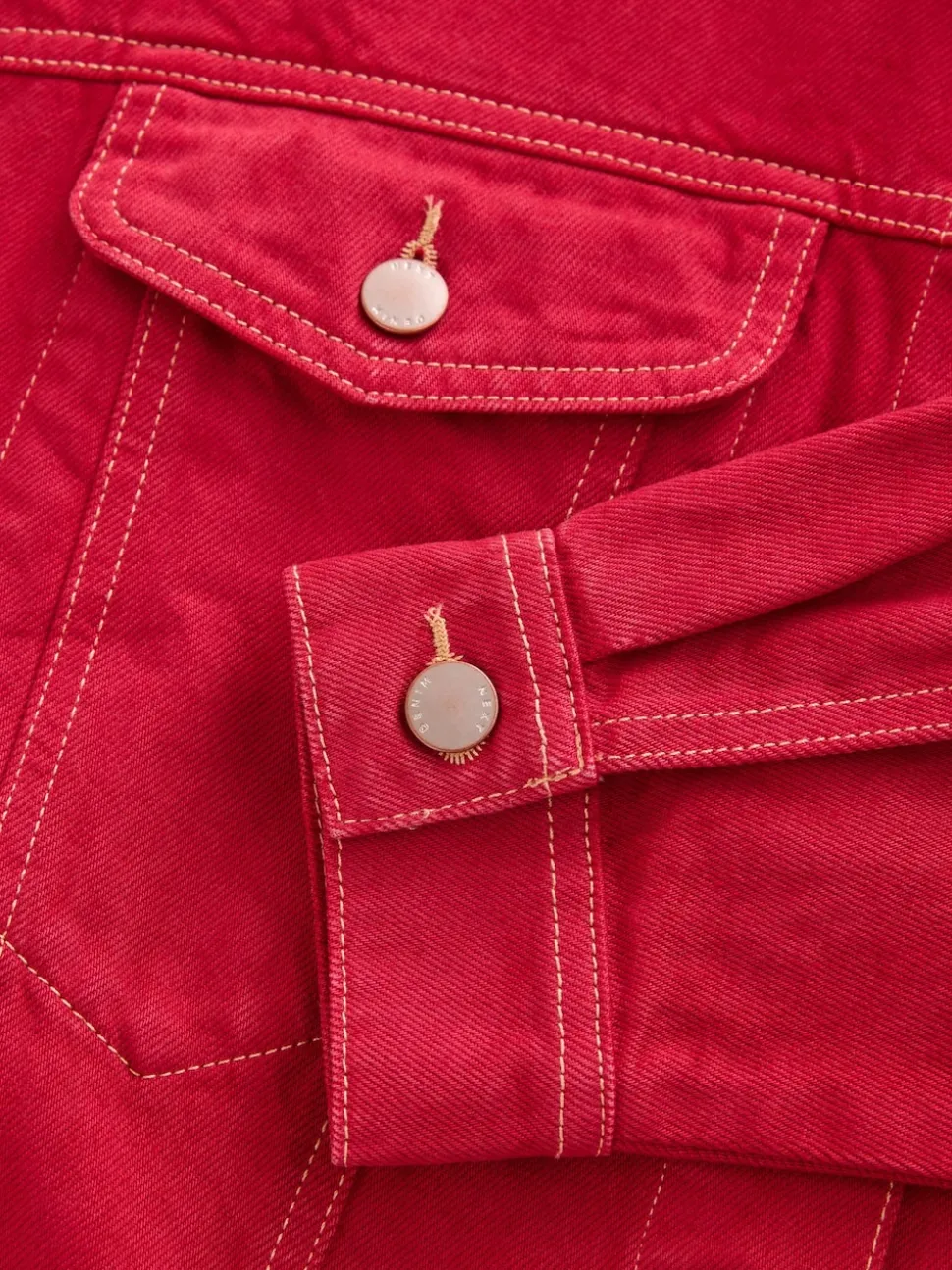 Red Oversized Relaxed Fit Denim Trucker Jacket