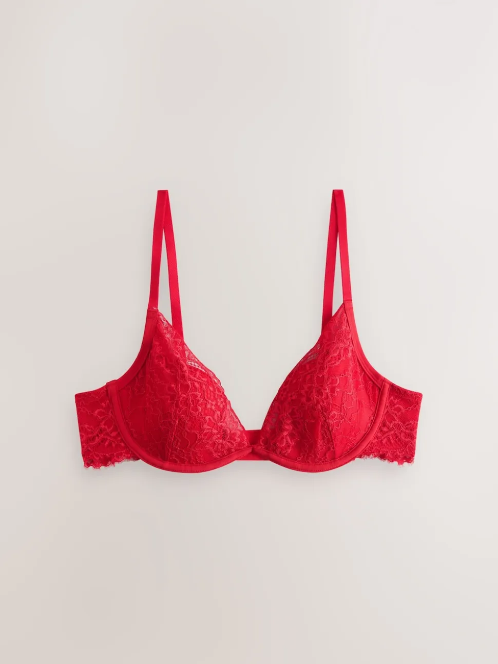 Red Pad Plunge A-E Lace Bra