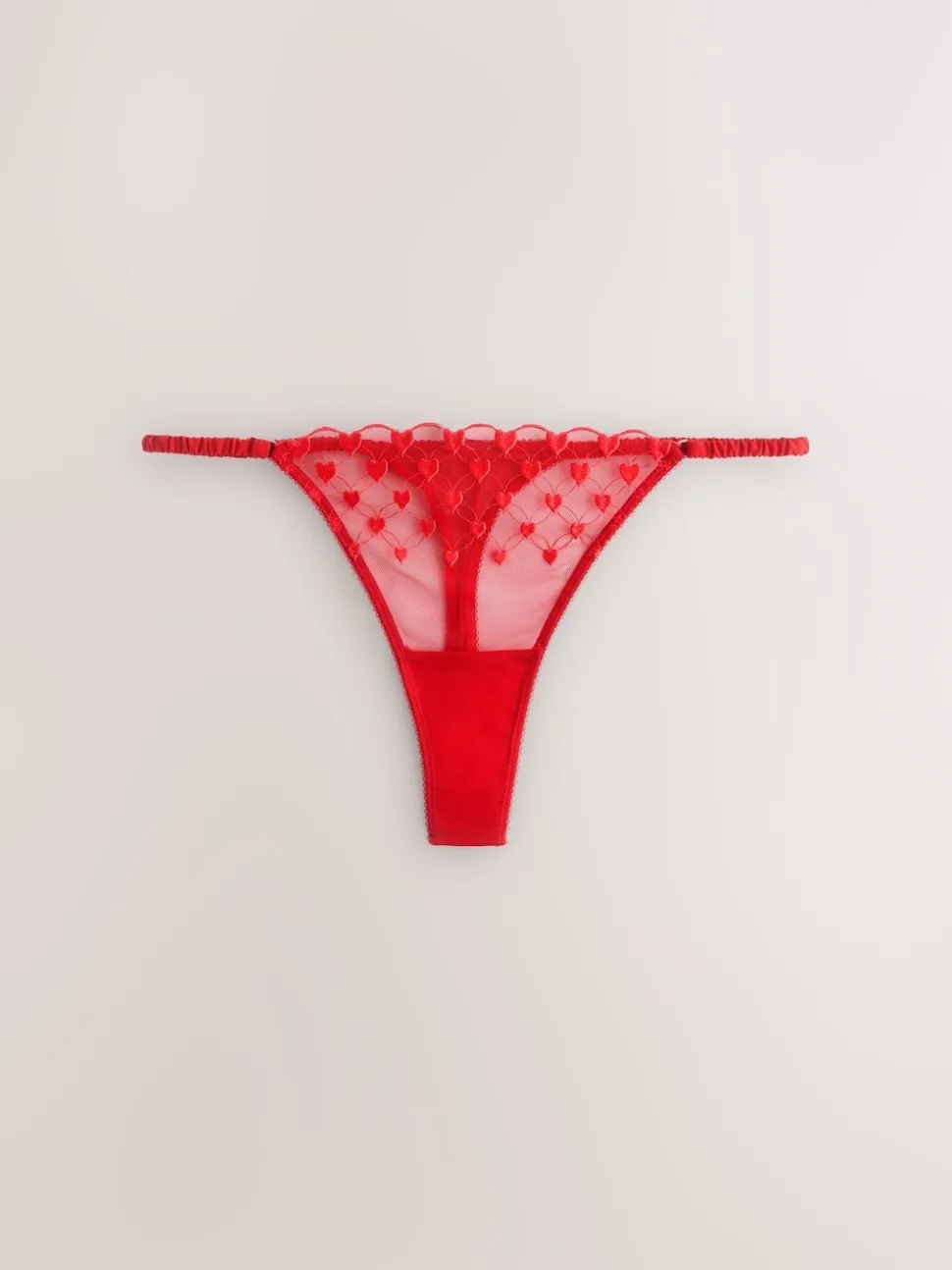 Red Premium Swiss Heart Embroidery Thong