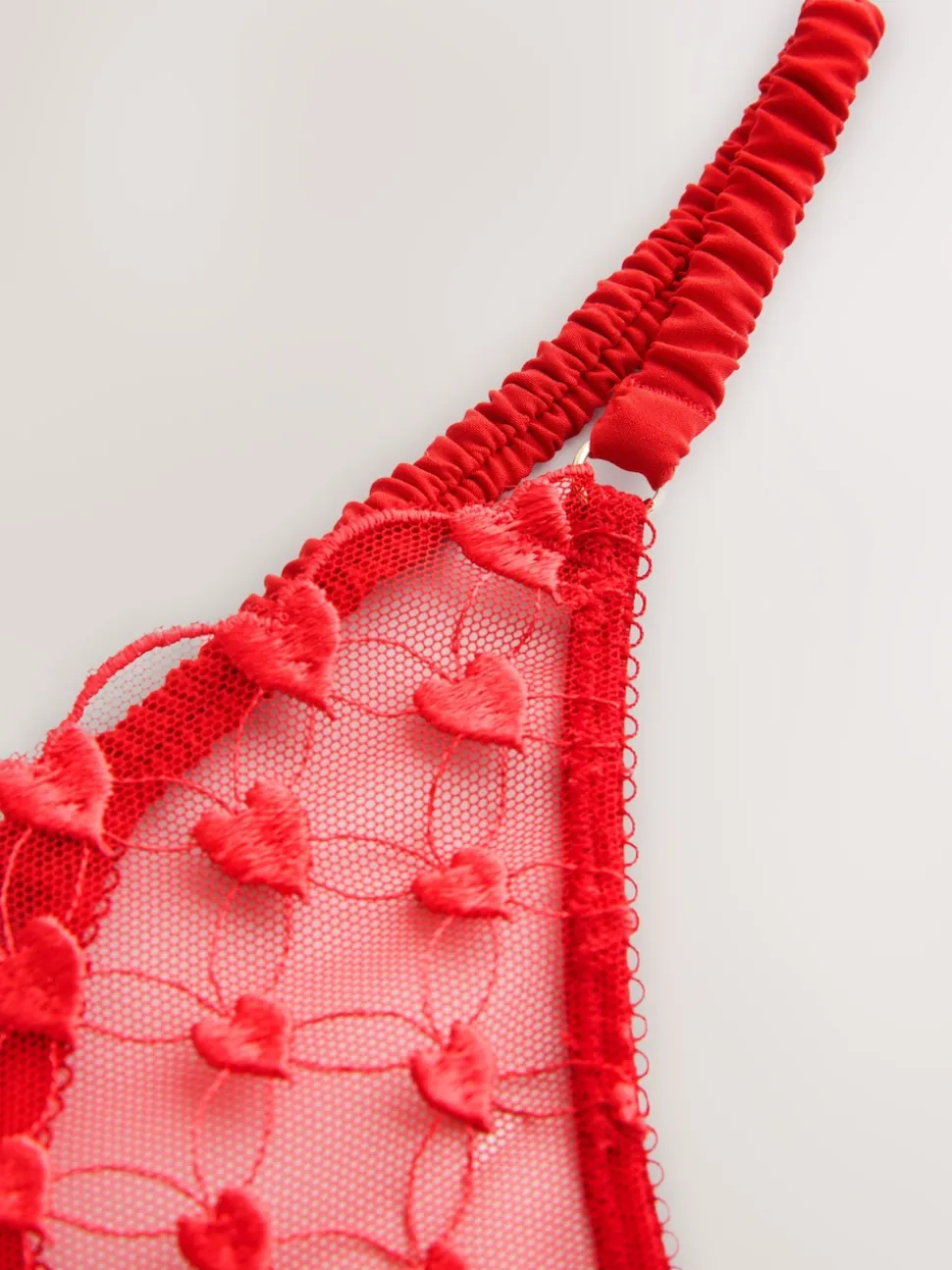 Red Premium Swiss Heart Embroidery Thong