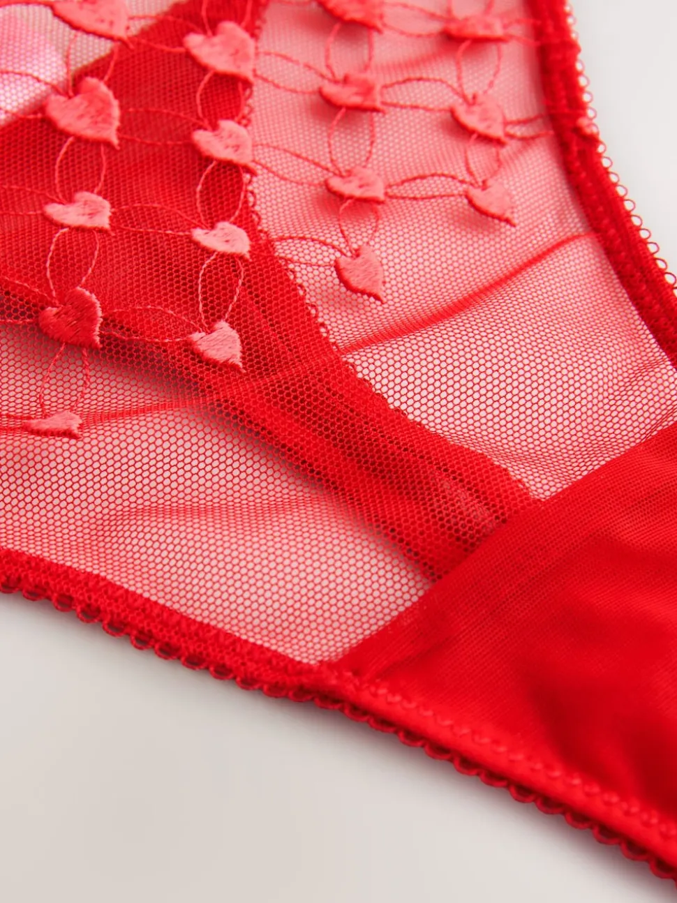 Red Premium Swiss Heart Embroidery Thong