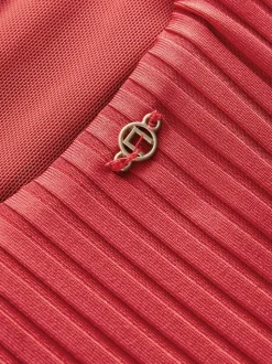 Red Rib Plunge Shaping Tummy Control Swimsuit