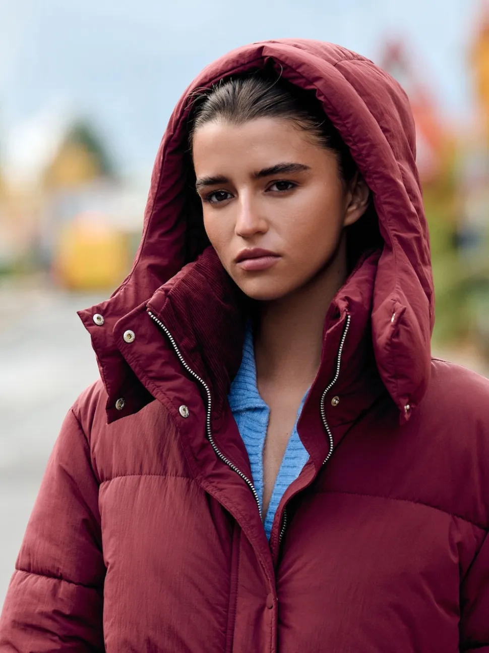 Red Shower Resistant Longline Padded Coat