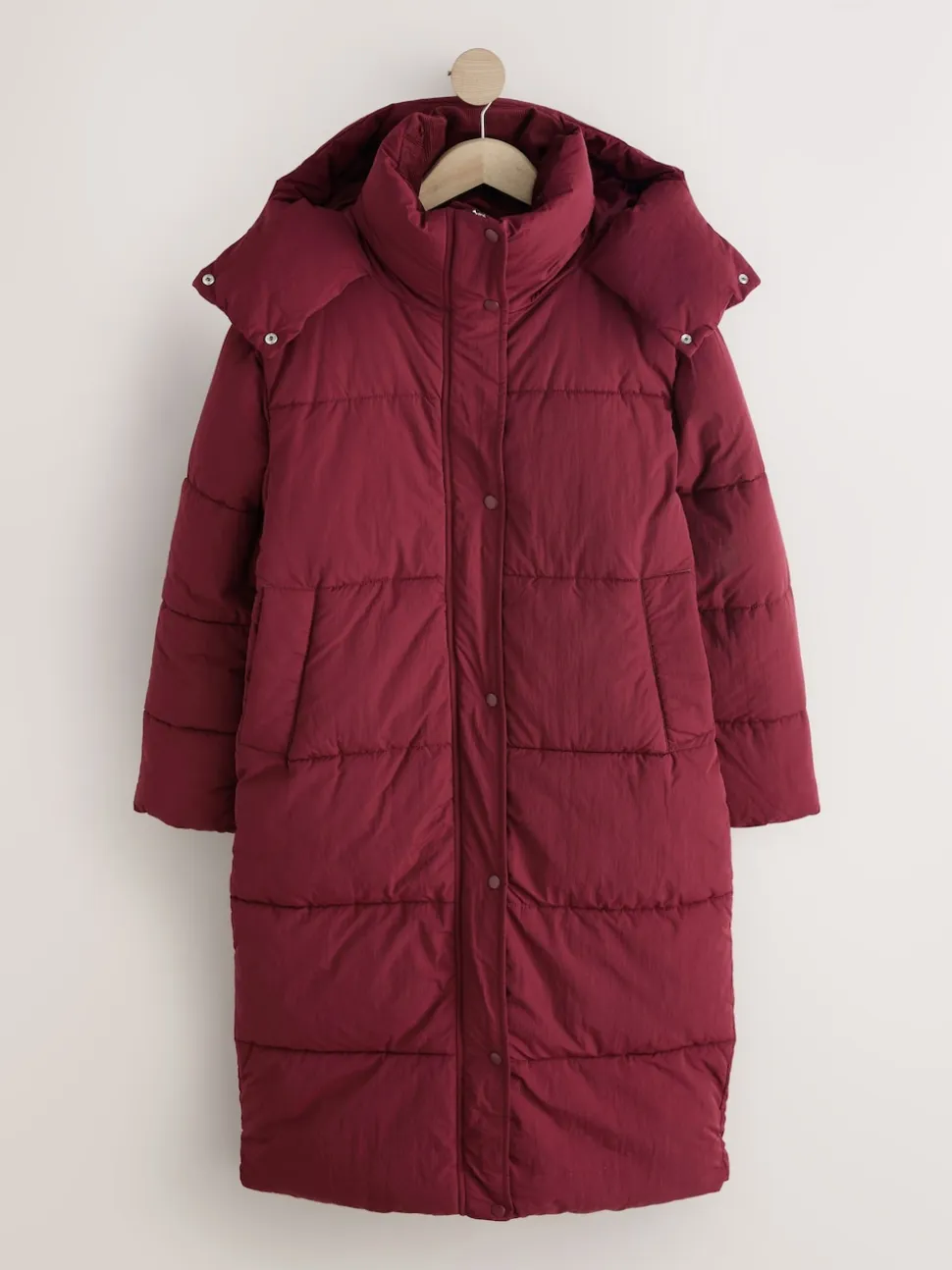 Red Shower Resistant Longline Padded Coat