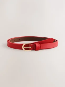 Red Skinny Leather Belt