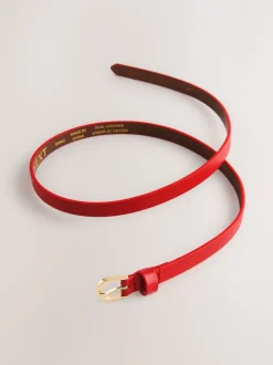 Red Skinny Leather Belt