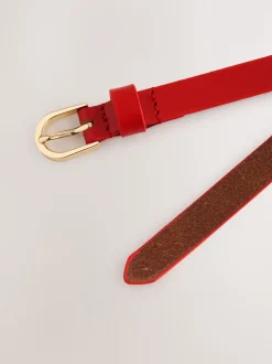 Red Skinny Leather Belt