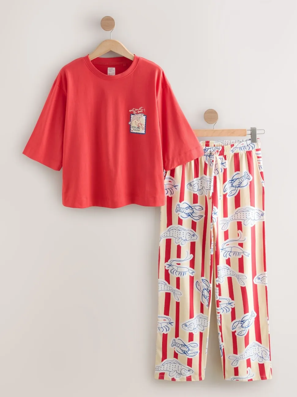 Red Stripe Fish Jersey Short Sleeve Pyjamas
