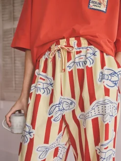 Red Stripe Fish Jersey Short Sleeve Pyjamas