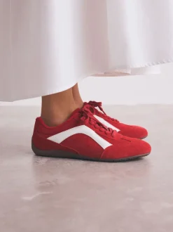 Red Suede Forever Comfort® Leather Slimsole Lace-Up Trainers