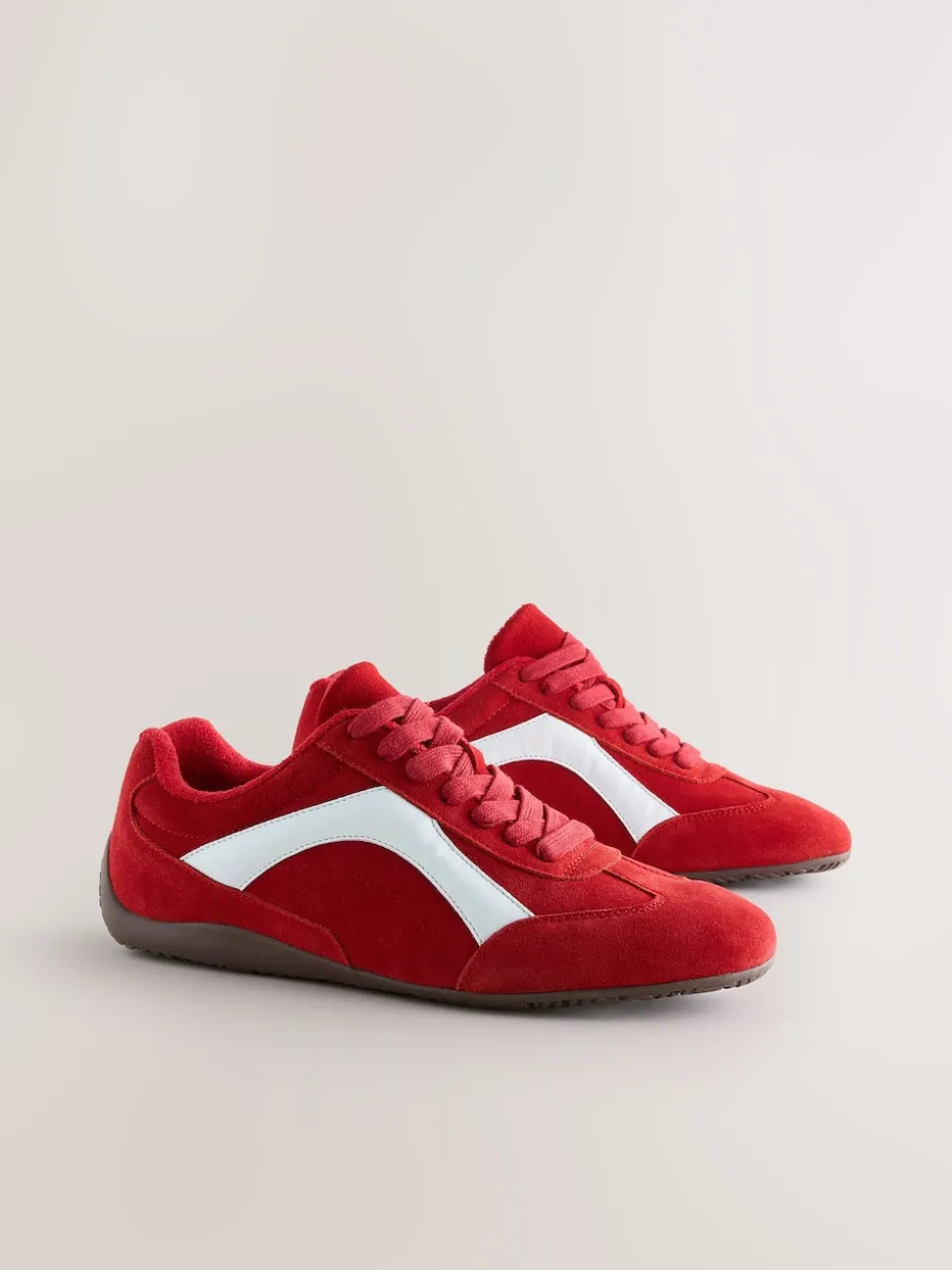 Red Suede Forever Comfort® Leather Slimsole Lace-Up Trainers