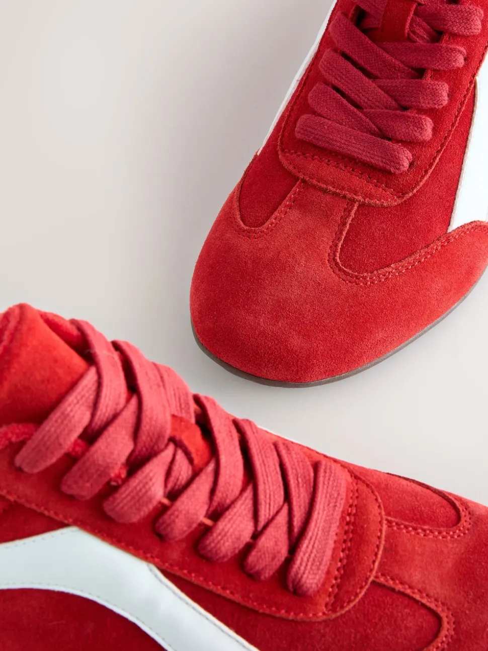 Red Suede Forever Comfort® Leather Slimsole Lace-Up Trainers
