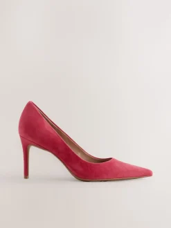 Red Suede Standard/Wide Fit Leather Mid Court Shoes