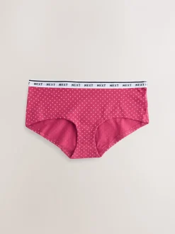 Red Tablescape Print Short Cotton Logo Knickers 7 Pack