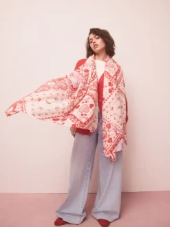 Red Valentine Patchwork Lightweight Scarf