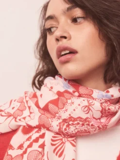 Red Valentine Patchwork Lightweight Scarf