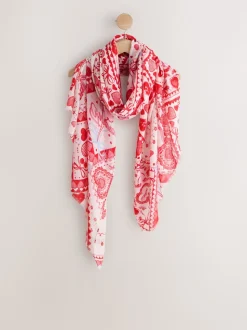 Red Valentine Patchwork Lightweight Scarf