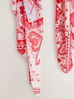 Red Valentine Patchwork Lightweight Scarf