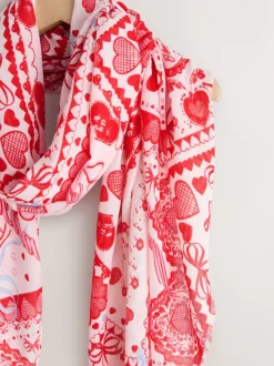 Red Valentine Patchwork Lightweight Scarf