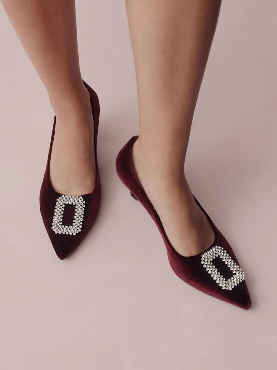 Red Velvet Forever Comfort Jewel Trim Pointed Court Heels