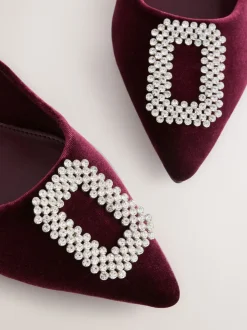 Red Velvet Forever Comfort Jewel Trim Pointed Court Heels