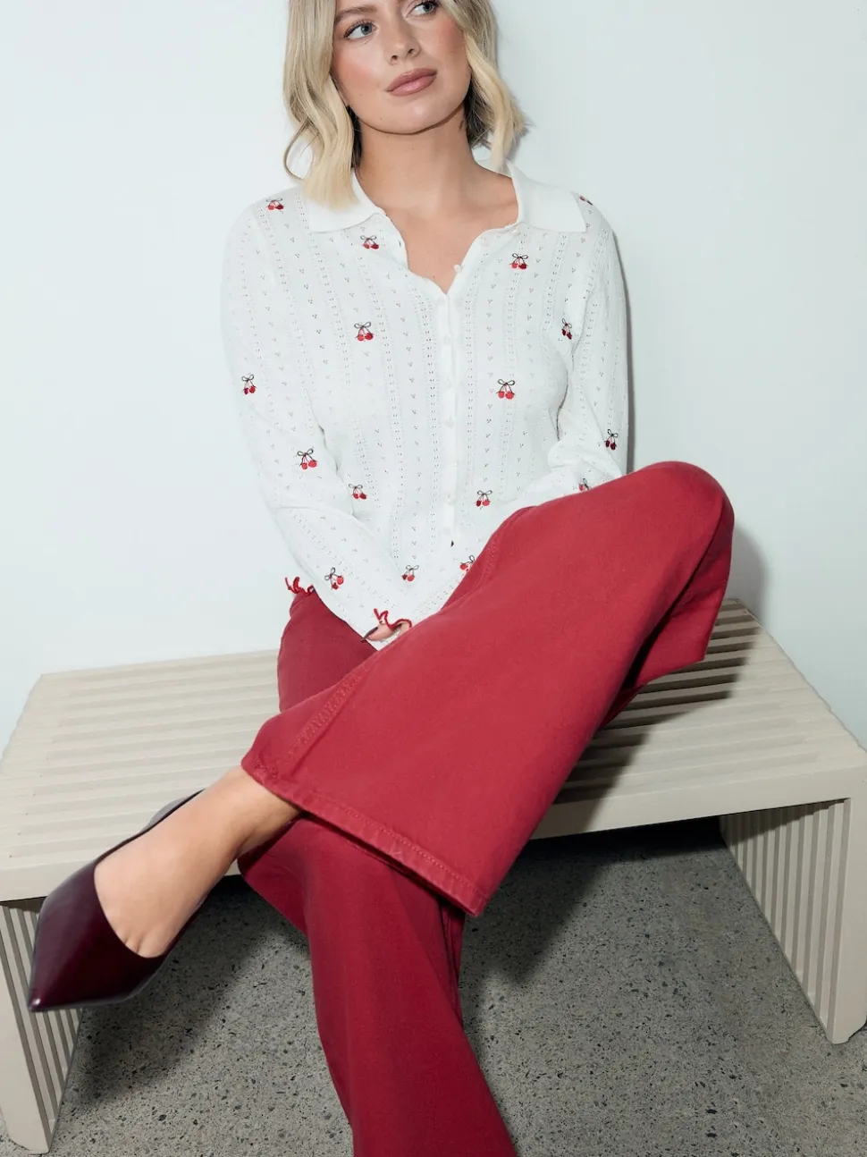 Red Wide Leg Jeans