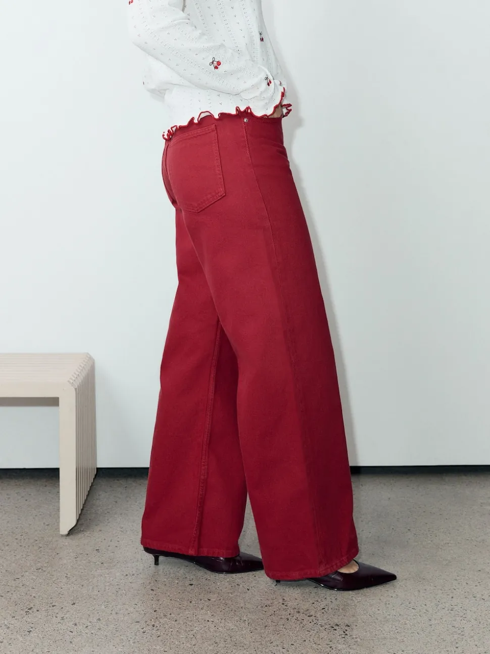 Red Wide Leg Jeans