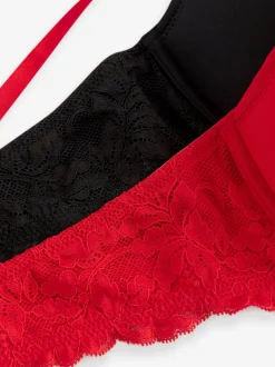 Red/Black Push Up Pad Plunge A-E Smoothing T-Shirt Bras 2 Pack