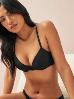 Red/Black Push Up Pad Plunge A-E Smoothing T-Shirt Bras 2 Pack