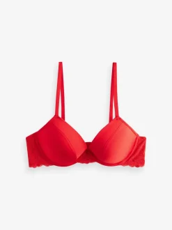 Red/Black Push Up Pad Plunge A-E Smoothing T-Shirt Bras 2 Pack