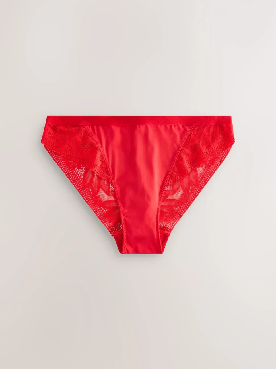 Red/Cream High Leg Microfibre and Lace Knickers 2 Pack