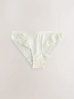 Red/Cream High Leg Microfibre and Lace Knickers 2 Pack