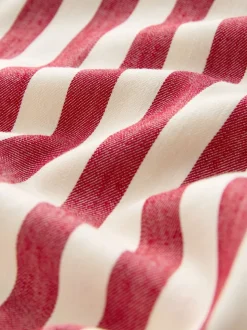 Red/Ecru Stripe Wrap Midi Skirt with Linen