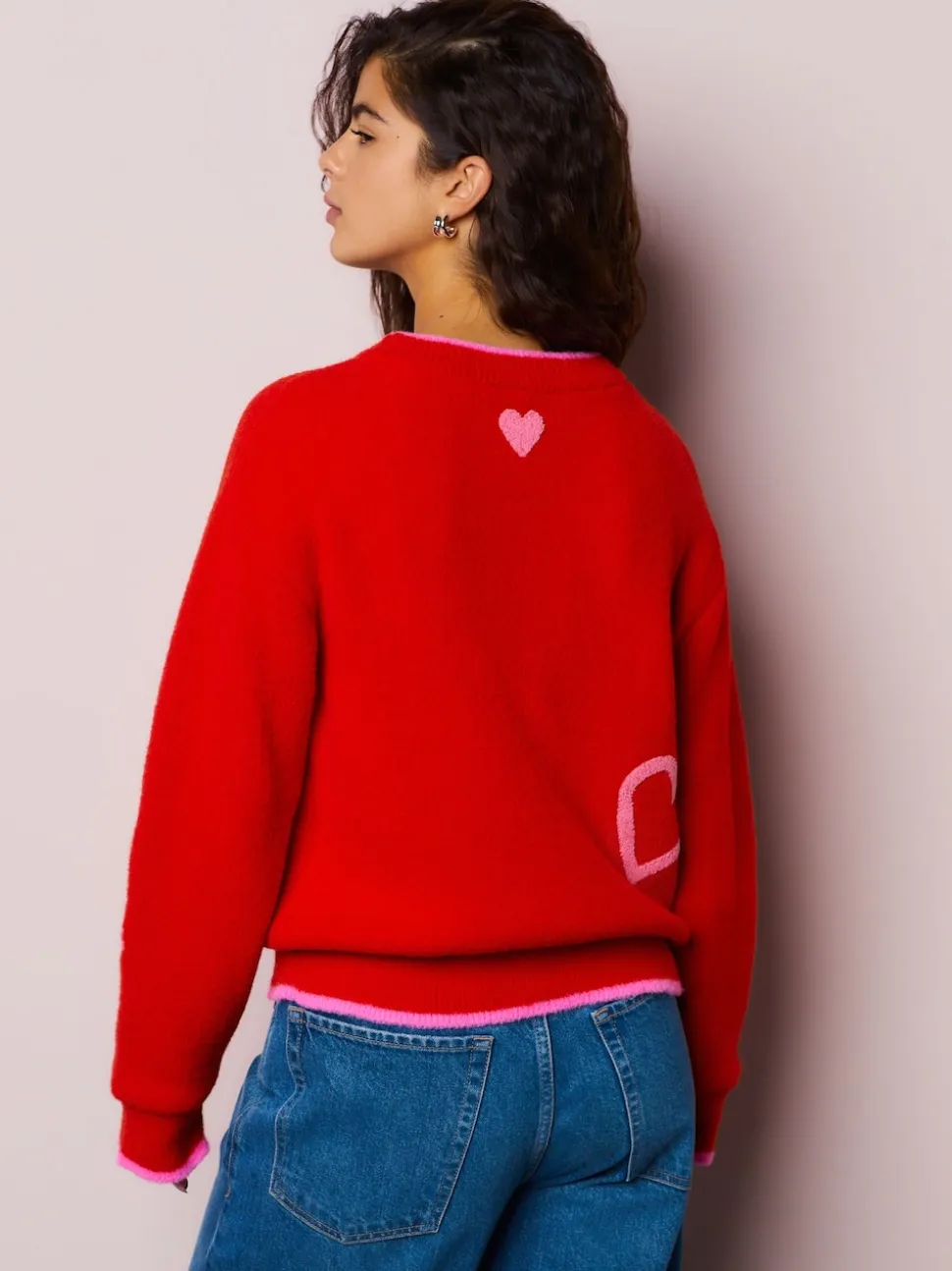 Red/Pink Cosy Embroidered Valentines Jumper
