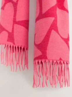 Red/Pink Heart Print Midweight Scarf