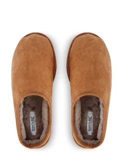 Regatta Brown Solace Slipper Faux Fur Slippers
