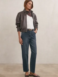 Reiss Antique Mid Blue Selin Mid-Rise Straight-Leg Jeans