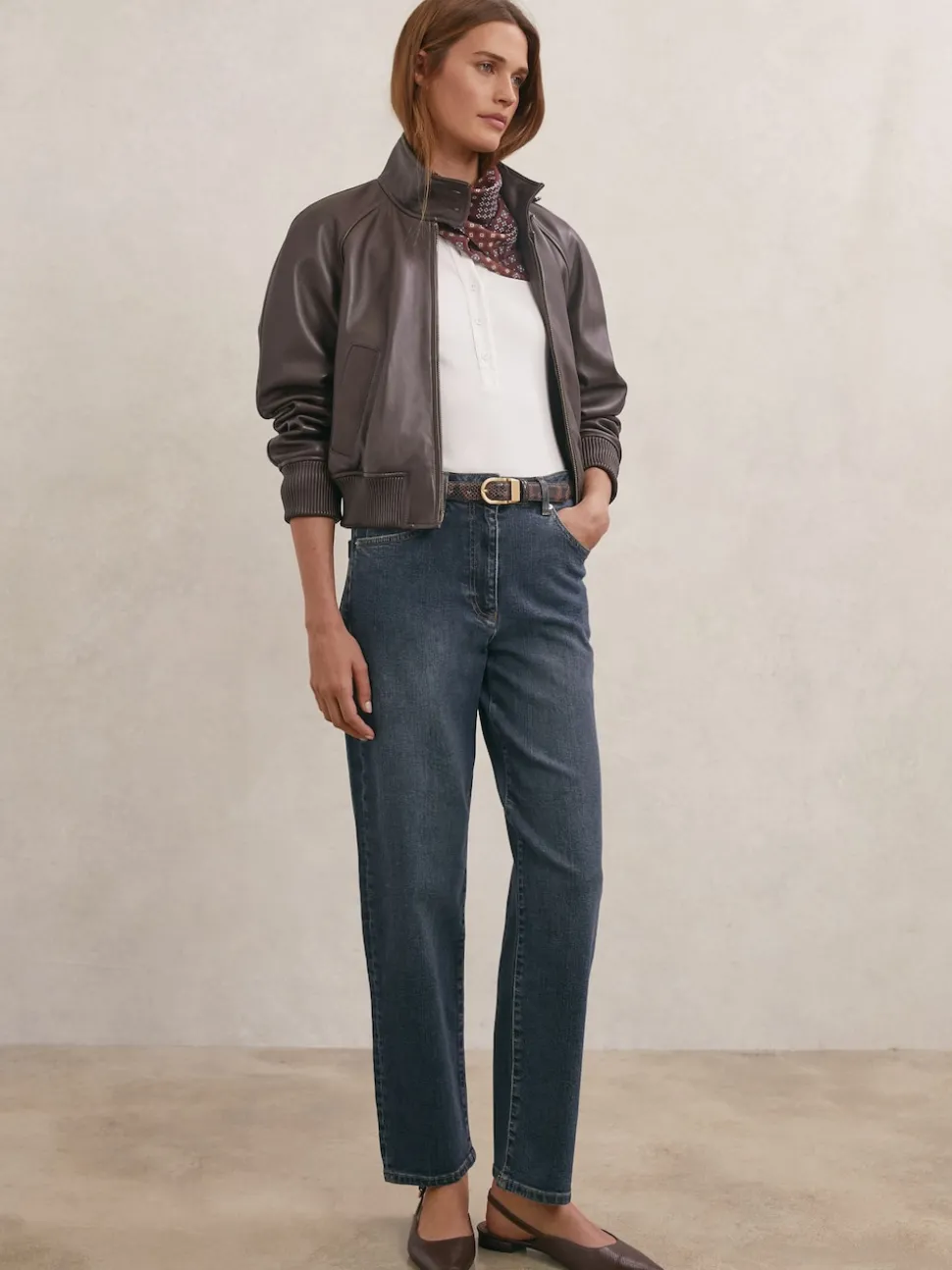Reiss Antique Mid Blue Selin Mid-Rise Straight-Leg Jeans
