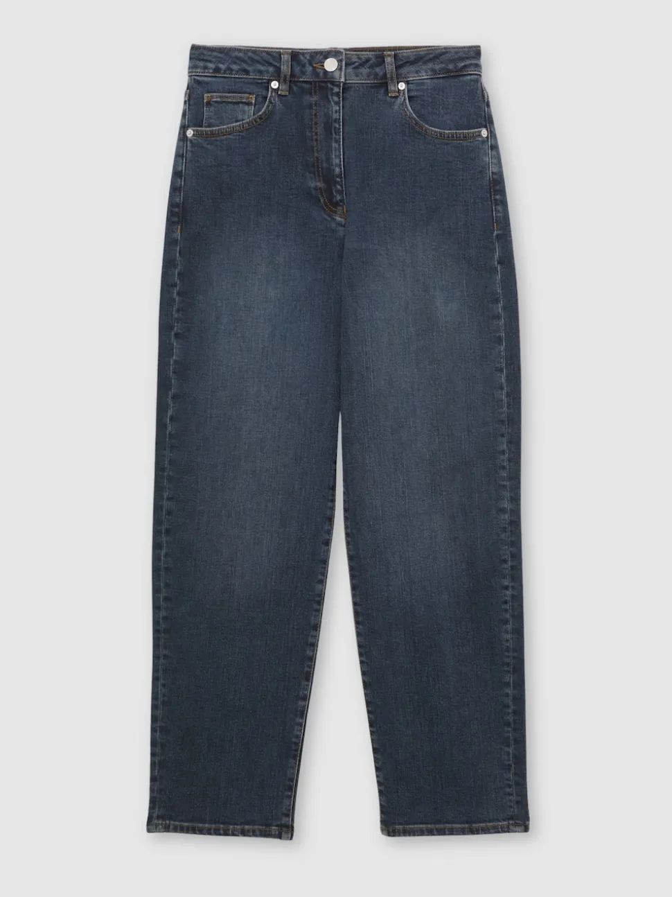Reiss Antique Mid Blue Selin Mid-Rise Straight-Leg Jeans